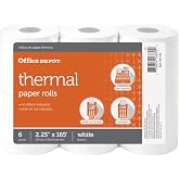Office Depot Thermal Paper Rolls, 2 1/4in. x 165ft., White, Pack Of 6, 108610