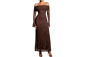 KUTUMAI Women Off Shoulder Bodycon Maxi Dress Long Sleeve Mesh Ruched Party Formal Wedding Guest Dresses
