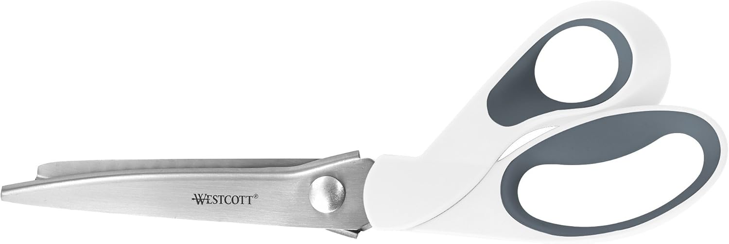 Westcott 15983-001 Zackenschere, ergonomischer Griff, 24,2 cm, weiß/grau