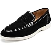Meijiana Men's Genuine Leather Loafers Slip-On Moccasins Suede Dress Shoes, Lightweight and Breathable with Rubber Sole Stylish Mens Loafers