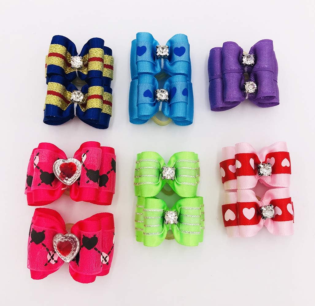 JpGdn 50pcs Dog Hair Bows with Elastic Rubber Bands Pet Hair Topknot for Small Medium Doggy Puppy Cat Kitten Rabbit Pet Girl Festival Attachment Grooming Accessories Color Random - Image 5