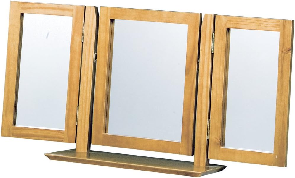Design Vicenza Triple Dressing Table Mirror, Wood, Antique Pine