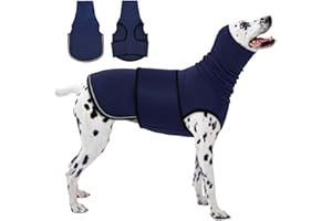 KOESON Dog Calming Hoodie, Pet Thunder Jacket with Ear Wrap, Breathable Dog Anti-Anxiety Vest for Thunder, Fireworks, Travel, Separation, Comfort Pet Anxiety Relief Wrap, Navey Blue L