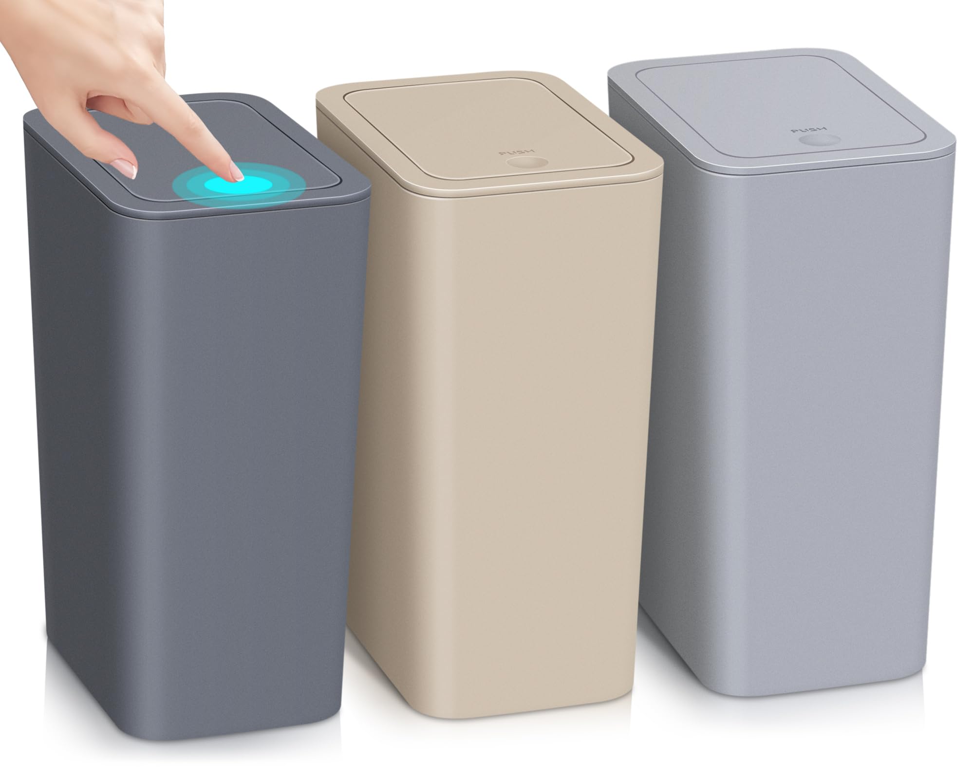 RTWDKFQ 3 Pack Bathroom Small Trash Can with