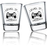 BCnmviku 2Pack Shot Glasses 50th Birthday Gifts for Men Women Beer Glass – Funny 50 Year Old Presents - 1.5 oz Pint Glasses Party Decorations Supplies (Level 21 Unlocked)