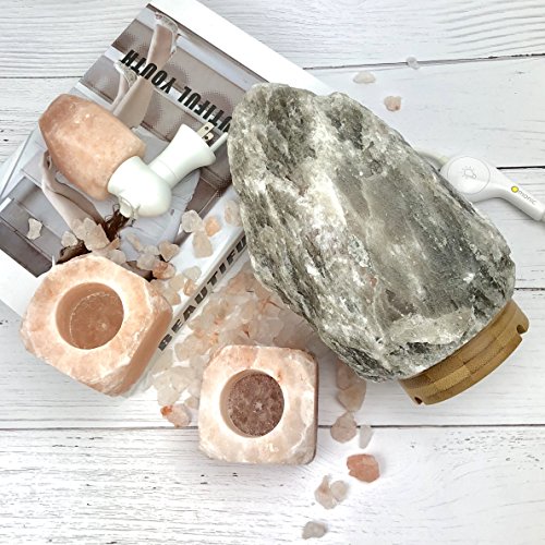 Rare Large (8-13lbs) Natural Grey Gray Balck Himalayan Crystal Salt Table Lamp, Hymilian Sea Salt Night Light Lamps with… - Image 7