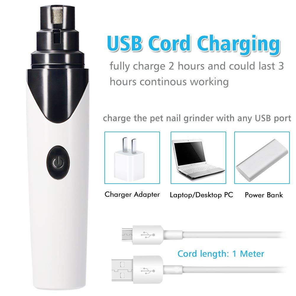 Flysea Dog Nail Grinder, Electric Pet Nail Grinder for Dogs/Cat, Rechargeable USB Charging Painless Pet Nail Clipper for Gentle Paws Grooming Small Medium Large Dogs Cats and Other Animal Paws