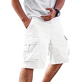 Runcati Mens Cargo Shorts Chino Cotton Drawstring Casual Shorts Summer Twill Outdoor Short Pants