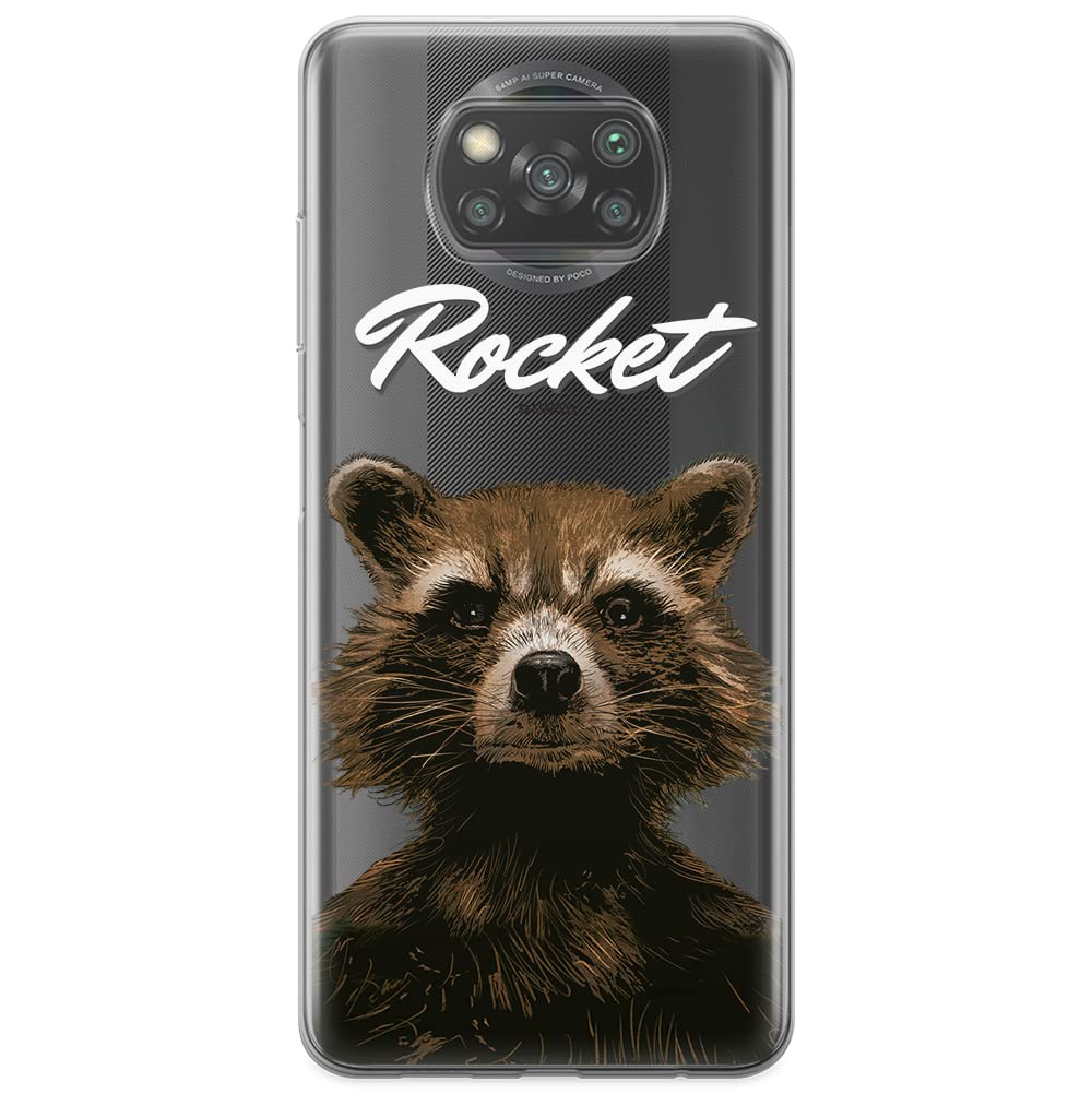 ERT GROUP mobile phone case for Xiaomi POCOPHONE X3 original and officially Licensed Marvel pattern Rocket 006 optimally adapted to the shape of the mobile phone, partially transparent