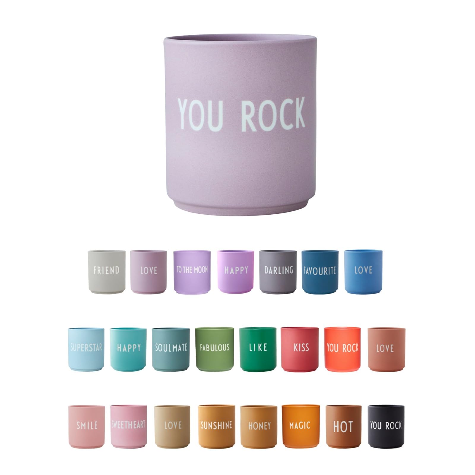 Design Letters Favourite Cup Lavender You Rock | Decorative Cup in Fashionable Colors with Different Statements | Personalised Gift for Women for Birthday, Anniversary, Weeding and Friendship
