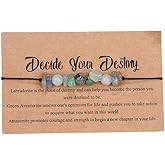 COLORFUL BLING Handmade Healing Chakra Beaded Bracelet with Spiritual Meaningful Card Crystal Natural Stone Strand Bracelet for Women Reiki Yoga Meditation Jewelry Protection Gifts