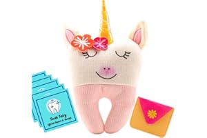 BAMBINI & ME Tooth Fairy Pillow - Our Tooth Fairy Pillows are for Girls and Boys - This Tooth Fairy Kit includes 5 Notecards and a Keepsake Pouch - Super Cute Unicorn Tooth Fairy Gifts for Girls and Boys