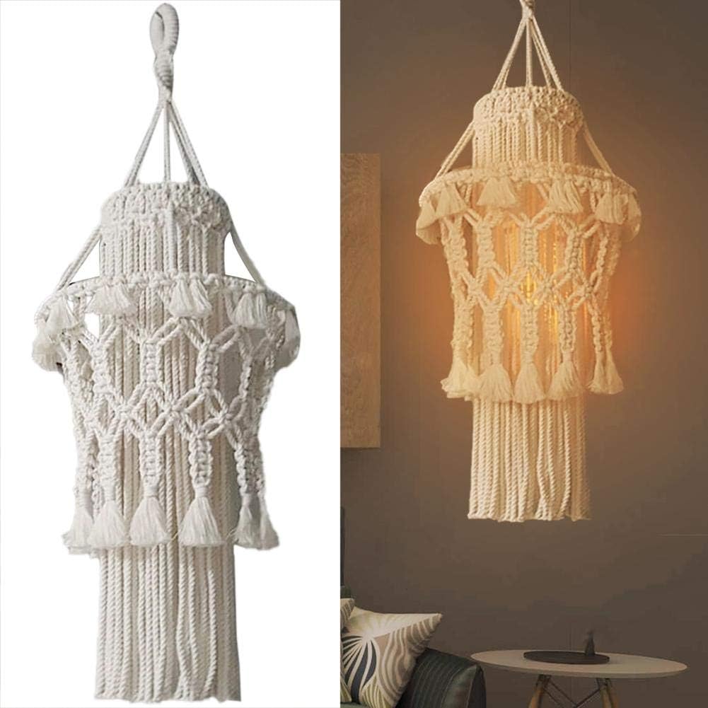 Macrame Lamp Shade, Boho Handwoven Lampshade, Ceiling Pendant Light