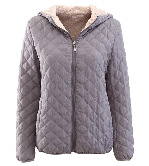 Women's Winter Sherpa Lined Windproof Coat Hooded Soild Jacket