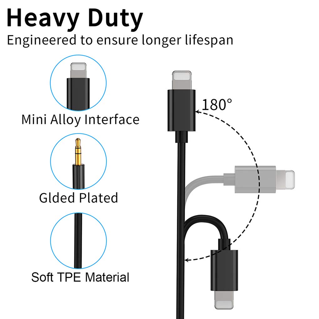 Nero Cavo Aux 3,5 mm Jack per iPhone 7 Ausiliario Adattatore Audio Cable  per Auto Stereo Speaker Music Player Altoparlante Cuffie Compatibile per iPhone  6 /X/XS Max/XR/8/8P/7/7plus Tutto iOS 3.3ft Elettronica urban-earth.co.uk