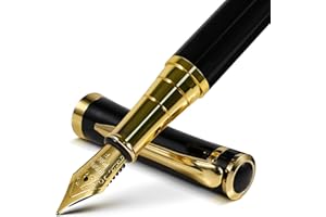 FINTANIX Fountain Pen with Fine Nib | Luxury Black Finish, Smooth Ink Flow, Complete Set with Ink Cartridges, Converter & Sleeve | Ideal for Professionals, Office, Journaling, and Gifts