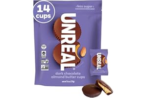 UNREAL Dark Chocolate Almond Butter Cups | 5g Sugar | Certified Vegan, Gluten Free, Fair Trade, Non-GMO | No Sugar Alcohols or Soy | 210 Grams