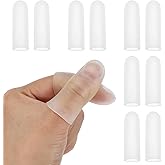 Gel Finger Cots, 10 PCS Gel Finger Protectors Finger Caps Silicone Fingertips Protection Finger Protector Support, Finger Sleeves Thumb Protection for Hand Eczema, Finger Cracking Arthritis(Clear)