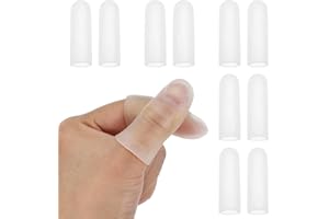 WY LIGHTING LEVEL Gel Finger Cots, 10 PCS Gel Finger Protectors Finger Caps Silicone Fingertips Protection Finger Protector Support, Finger Sleeves Thumb Protection for Hand Eczema, Finger Cracking Arthritis(Clear)