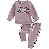Kupretty Baby Girl Fall Winter Clothes Toddler Outfit Letters Graphic Crewneck Sweatshirts + Joggers Pants Set