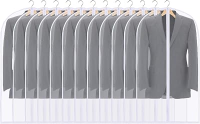 URMI Garment Bags 12 Pack 60x100cm Breathable Zip Dustproof PEVA Clothes Cover