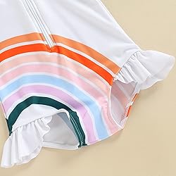 Little Girls Ruffled Rainbow Striped Bathing Suits