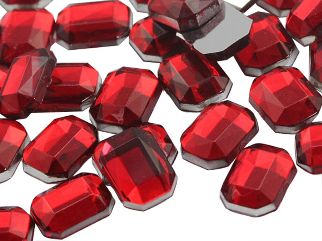Allstarco 18x13mm Flat Back Octagon Acrylic Rhinestones Plastic Gems for Jewelry Making Costume Jewels Cosplay Embelishments Crafts - 30 Pieces (Red Ruby JG16)