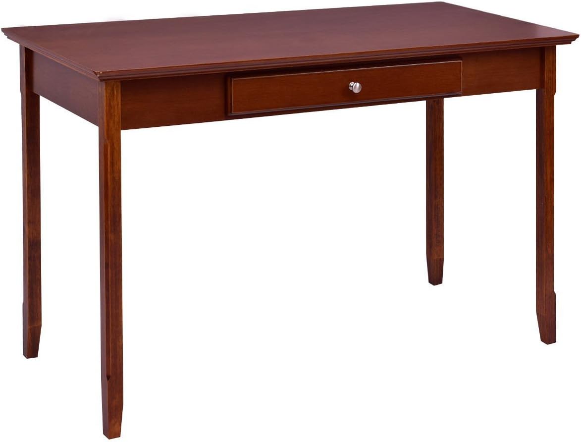 Wood Entryway Console Writing Desk with One Drawer Traditional Style Antique Walnut Finish