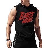 Amussiar Men's Workout Hooded Tank Tops Sleeveless Gym Training Hoodies Bodybuilding Muscle Cut Off T Shirt