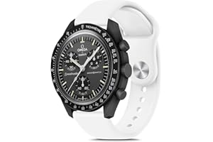 Meliya Bands for Moonswatch Watch, Soft Silicone Strap Compatible with Omega X Swatch Moonswatch Speedmaster/Rolex/SEIKO 20mm Watch, Swatch Omega Moonswatch Speedmaster Watch Replacement Band for Women Men