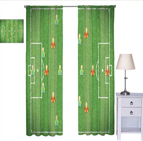 Amazon Bedroo サッカー用カーテン サッカーフォーメーション タクティカルイラスト ゴールキーパー ストライカーとディフェンダー マッチパターン カーテン リビングルーム マルチカラー 幅72 X 長さ84 カーテン オンライン通販