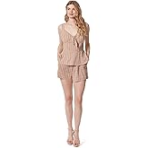Jessica Simpson Womens Emerson Sweetheart Neckline Tie Front Tank Top with Cut Out Back Standard