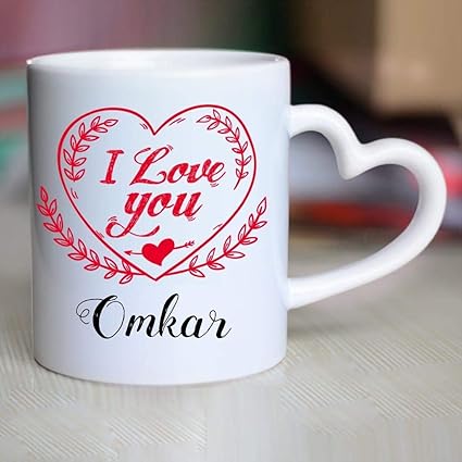 Buy Huppme I Love You Omkar Heart Handle Mug 350 Ml White Online