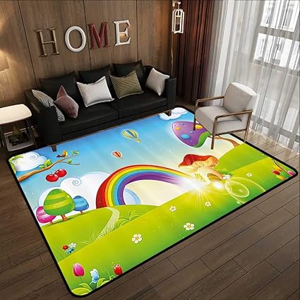 Amazon Co Jp カスタムフロアマット カートゥーン 汚いティーンエイジャー 子供部屋 靴下 洗濯 テーマ 面白いアート ベージュ ダークブルー アクアブルー 子供 赤ちゃん用ソフトエリアラグ 35 X 59 W90cm X L150cm ホーム キッチン