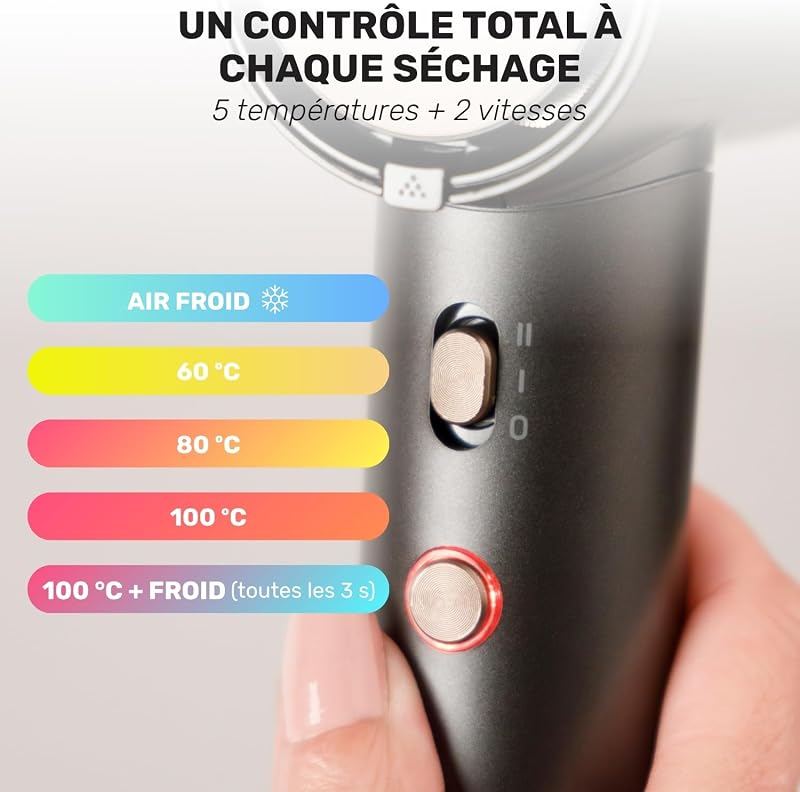 Seche Chaveux Professionel Ionique 1800w Diffseur Raides et Bouclés
