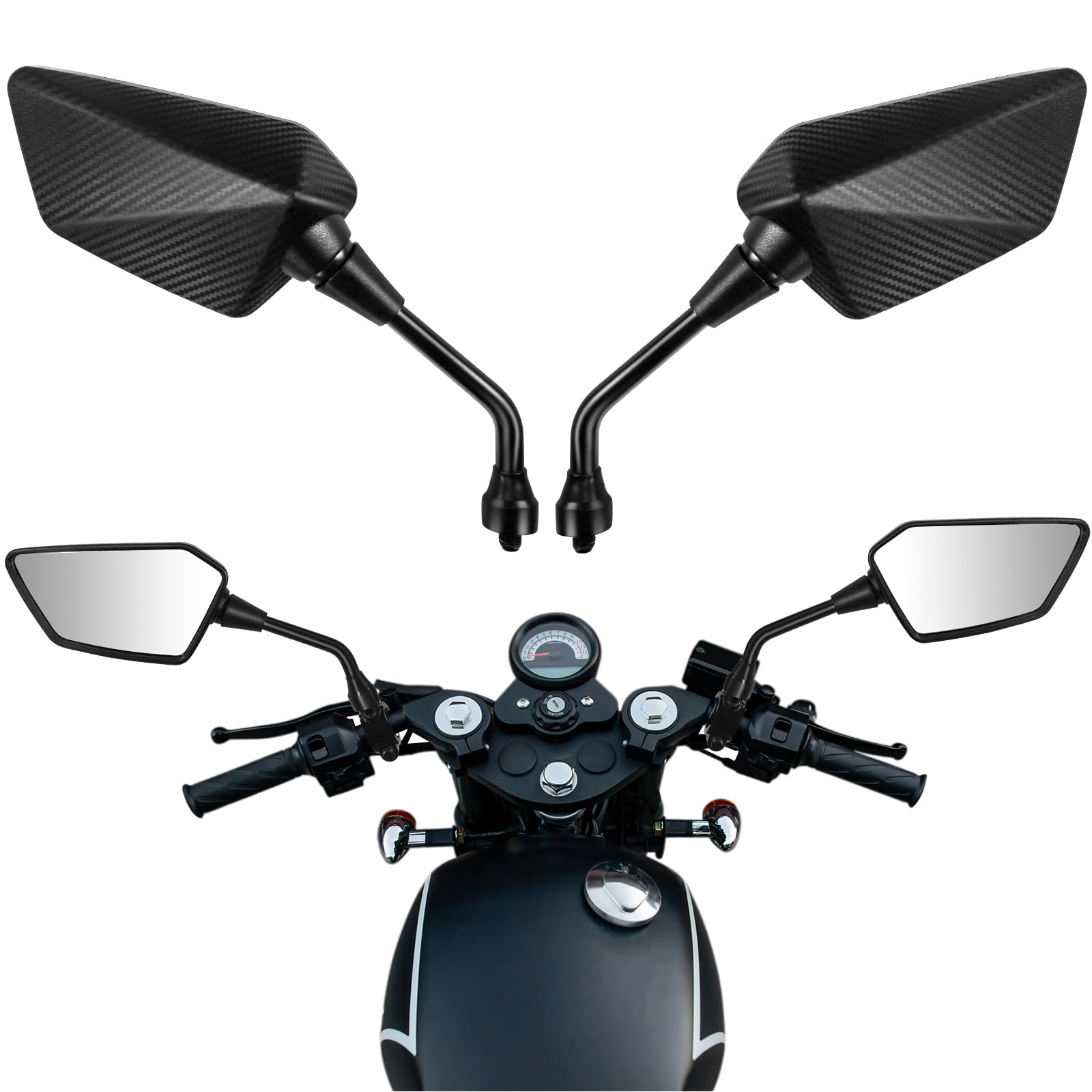 Photo 1 of Universal Rearview Mirrors for ATV, Motorcycle, Scooter, Cruiser - 360° Adjustable Convex Mirrors with 7/8" Handlebar Mount, Compatible with Yamaha, Honda, Kawasaki, Suzuki, KTM, Victory & More