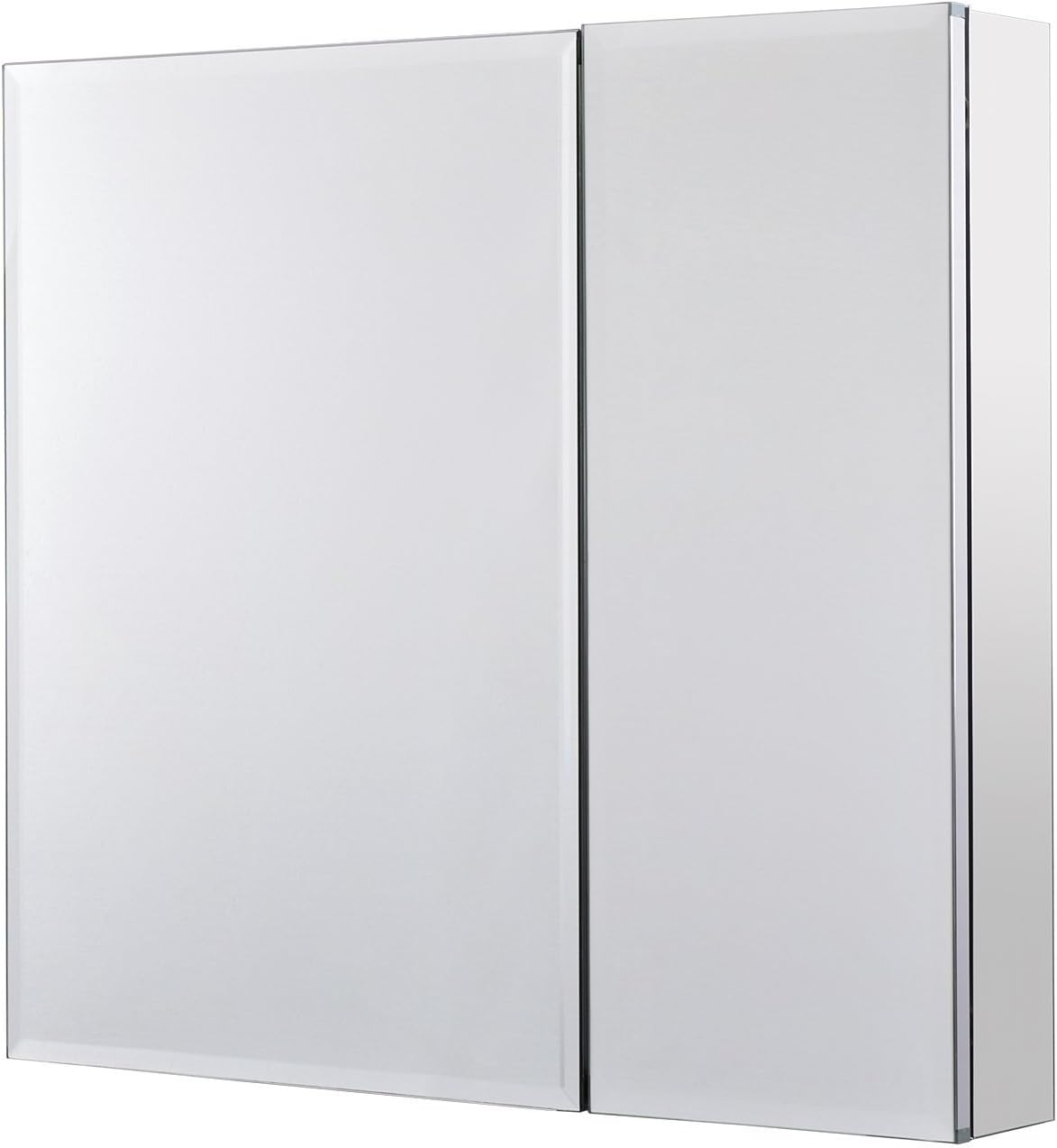 Utopia Alley Frameless Rustproof Medicine Cabinet - Surface Mount or Recessed Medicine Cabinet with Mirrored Sides, Bi-View- Bathroom Organizer Cabinet with Mirror & Storage Shelves - 30"x26" Silver
