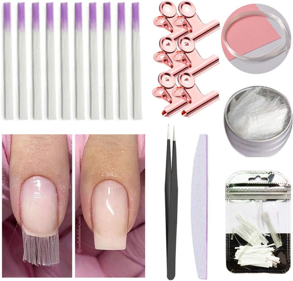 JYS Professional Fiberglass Nail Extension Gel Kit - Fiberglass for Nail Extension Glass Fiber False Nails Manicure Salon Tool Accessories - 72g
