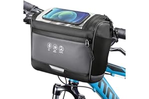 WOTOW Bike Front Handlebar Bag - Large Reflective Bicycle Handlebar Basket Bags Waterproof Storage Pannier for Bike Touchable Transparent Phone Holder Pouch for Men Women Road MTB Outdoor Cycling 3.5L