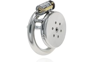 Ultra Small Male Chastity Cage made of Stainless Steel, Flat Chastity Device with Metal Penis Plug, Extra Small Penis Cage wi