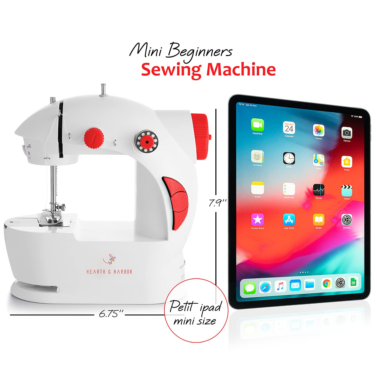 Mini Sewing Machine for Beginners Adult, 48-Piece Portable Sewing Machine, Dual Speed Adults and Kids Sewing Machines, Travel Beginner Sewing Machines with Sewing Kit and Book