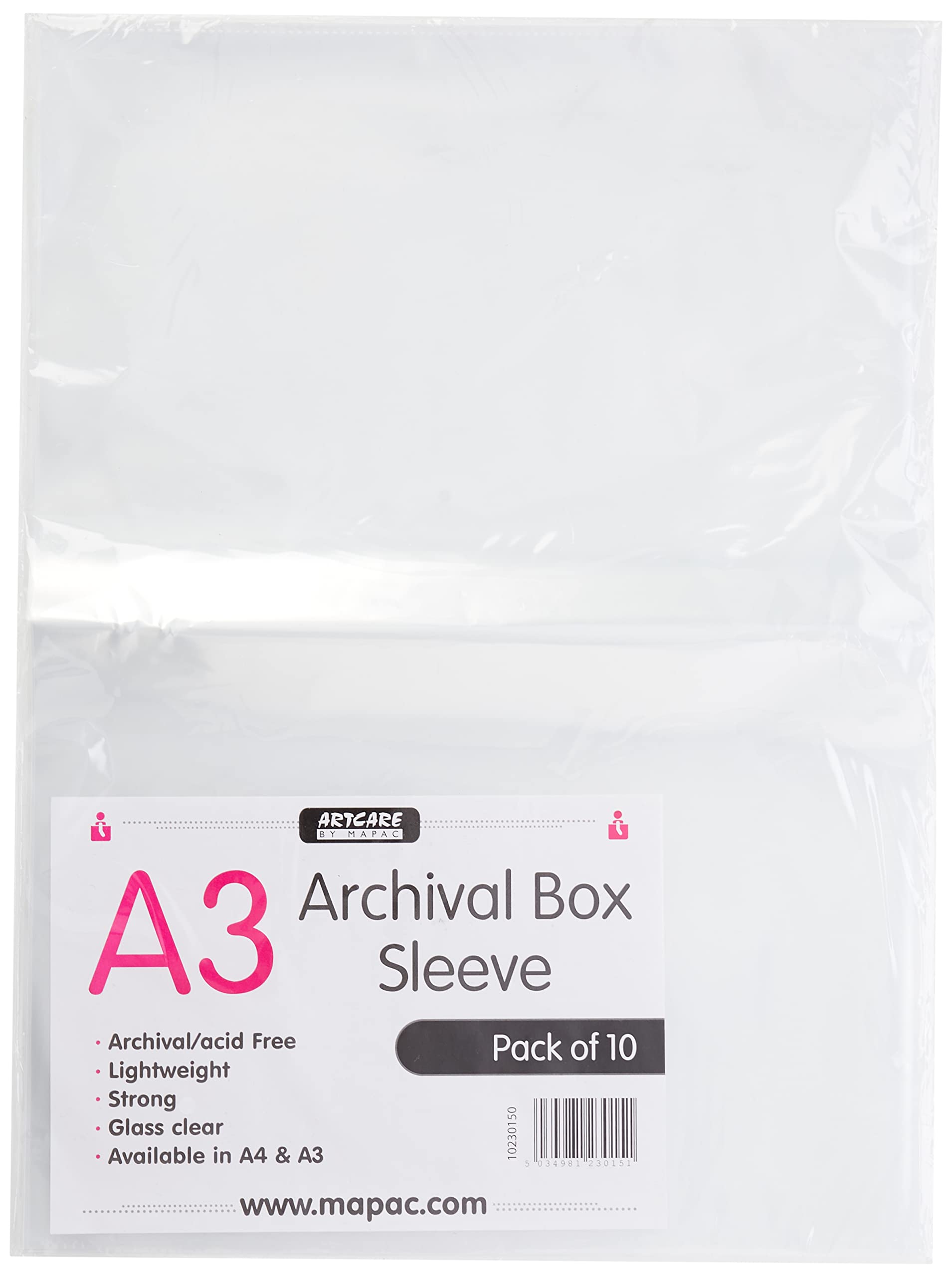 Artcare 15142001 A3 Archival Box Sleeves PK 10 (not Punched), Synthetic Material, 45.5x0.1x35.5 cm