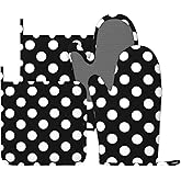 Black White Retro Polka Dot Oven Mitts and Pot Holders Sets of 4, Heat Resistant Silicone Oven Mittens and Potholders Gloves Hot Pads for Kitchen Cooking Baking Grilling BBQ Chef