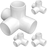 FORMUFIT 1-1/4&rdquo; 4-Way Tee Furniture Grade PVC Fitting in White, Made in USA, UV-Resistant, Impact-Proof, 1.660&rdquo; Actual Socket Diameter (Pack of 4) - F1144WT-WH-4