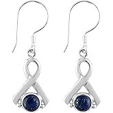 DEVMUKTI Natural Lapis Lazuli Gemstone Earrings | 925 Sterling Silver Jewelry | Handmade Jewelry | Minimalist Design | Healing Crystals | Birthstone | Dazzling Earring for Women