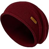 FUQILA 100% Merino Wool Slouchy Beanie Hat, Women Warm Winter Caps Soft, Ladies Breathable & Cozy Stretchy Knitted Skull Cap