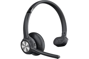 Hijoxp Bluetooth headset Wireless Trucker Headset with Noise Cancelling & Mute Button,40Hrs Driver Headphone for Cellphone Office Work