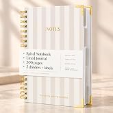 Aesthetic Thick Spiral Notebook With Tabs - Journal For Women Size B5 | College Ruled Note Book with 300 Lined Pages and Dividers - Perfect for Writing and Staying Organized at Work or School