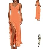 Yazinie Women’s Maxi Dress V-Neck Sleeveless Lightweight Casual Everyday Dress