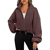 AUTOMET Womens Fleece Jackets Zip Up Oversized Sweatshirts Winter Clothes Long Sleeve Crop Sherpa Fall Outfits Fashion